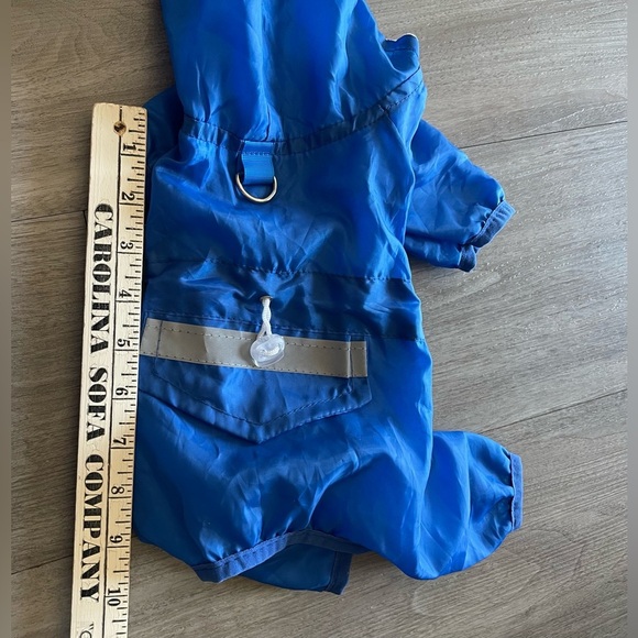 Pet dog blue raincoat with hood for small dog under 10 lbs - Picture 7 of 8